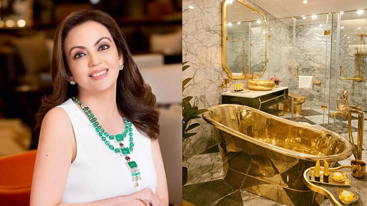 Nita Ambani Luxurious Gold Bathroom
