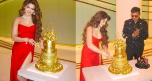 Urvashi Rautela Gold Cake Cutting